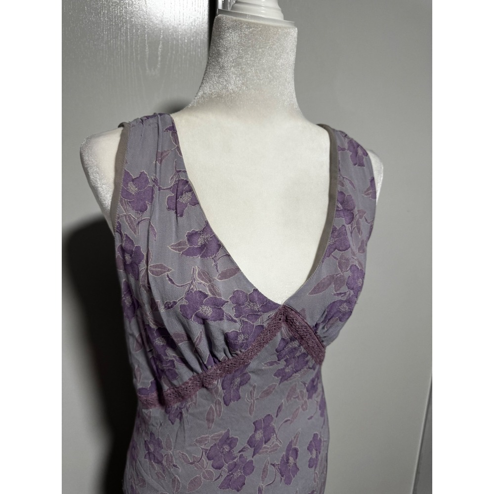 Vintage Johnathan Martin Studio Floral Maxi Dress Purple Gray size 14 Sleeveless - Picture 2 of 4